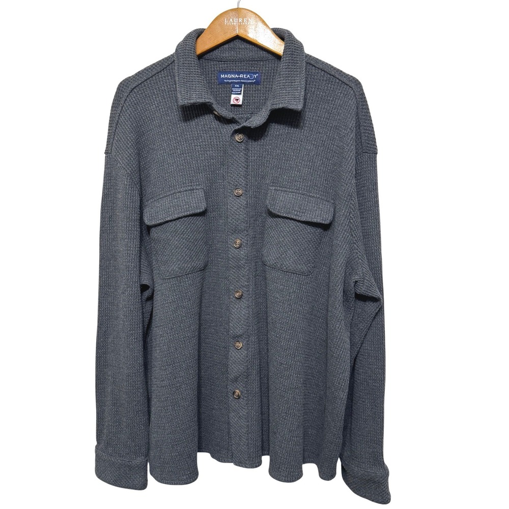 Magna Ready Waffle Knit Adaptive Shirt XXL Gray